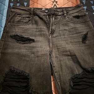 Rewash Black High-Rise Denim Shorts